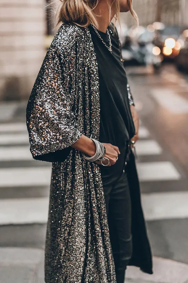 Disco - Glamour - Kimono en paillette avec des trous de serrure