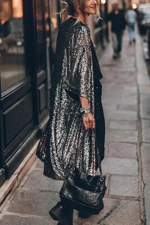 Disco - Glamour - Kimono en paillette avec des trous de serrure