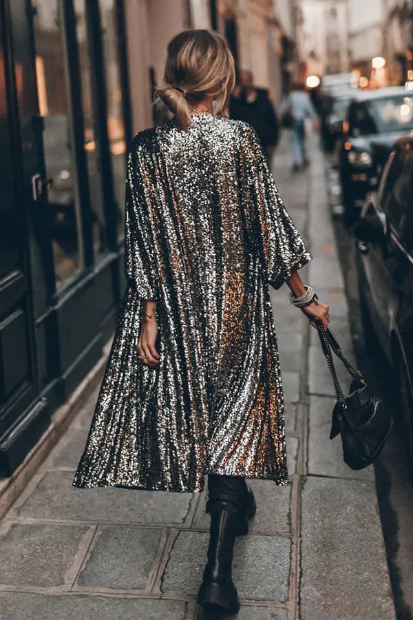 Disco - Glamour - Kimono en paillette avec des trous de serrure