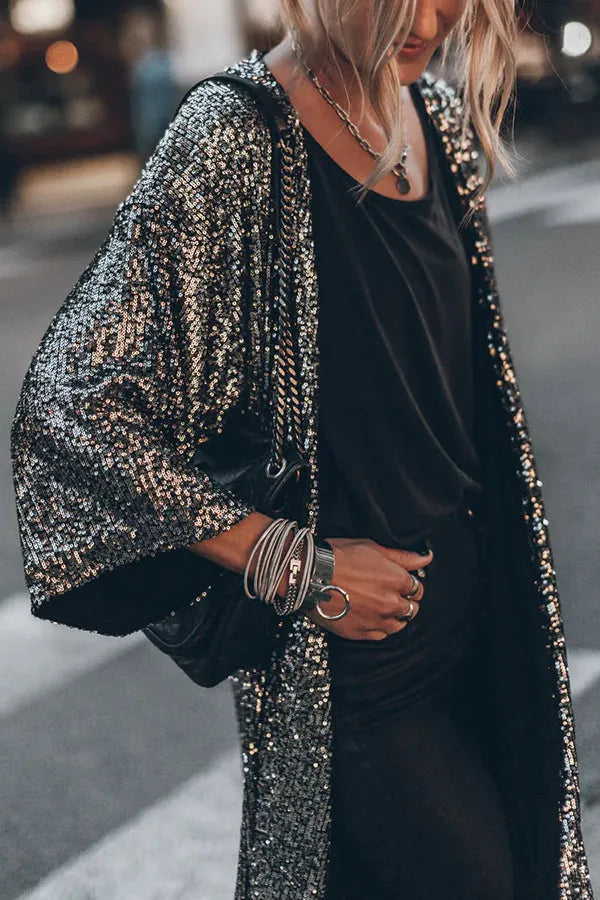 Disco - Glamour - Kimono en paillette avec des trous de serrure