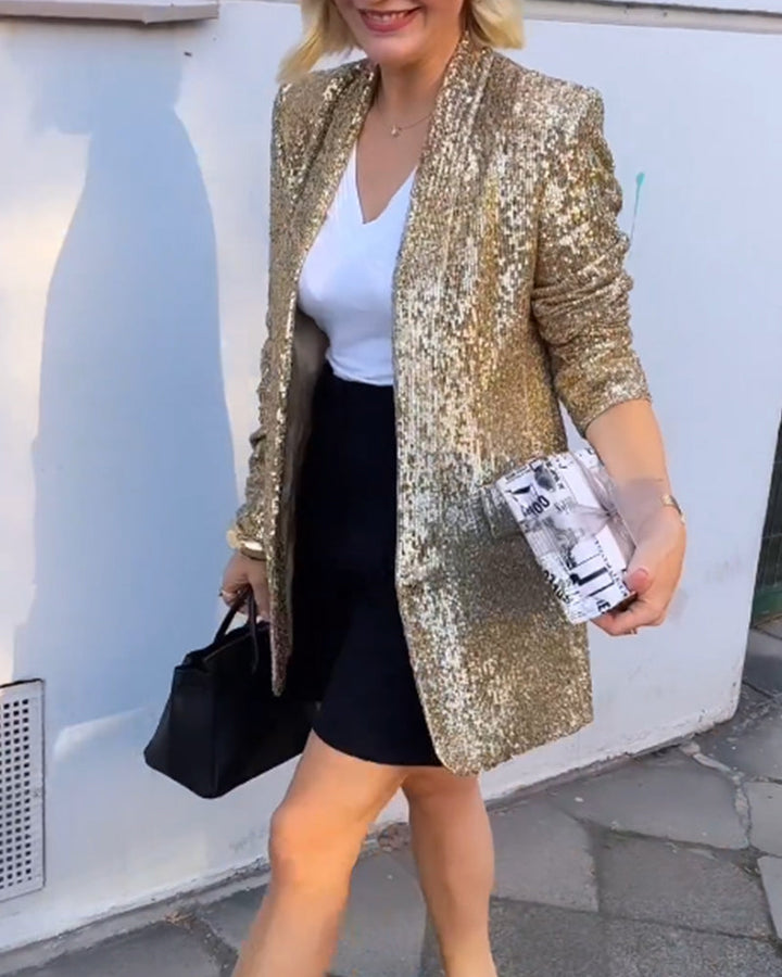 Melanie | Veste à paillettes dorées avec sequins