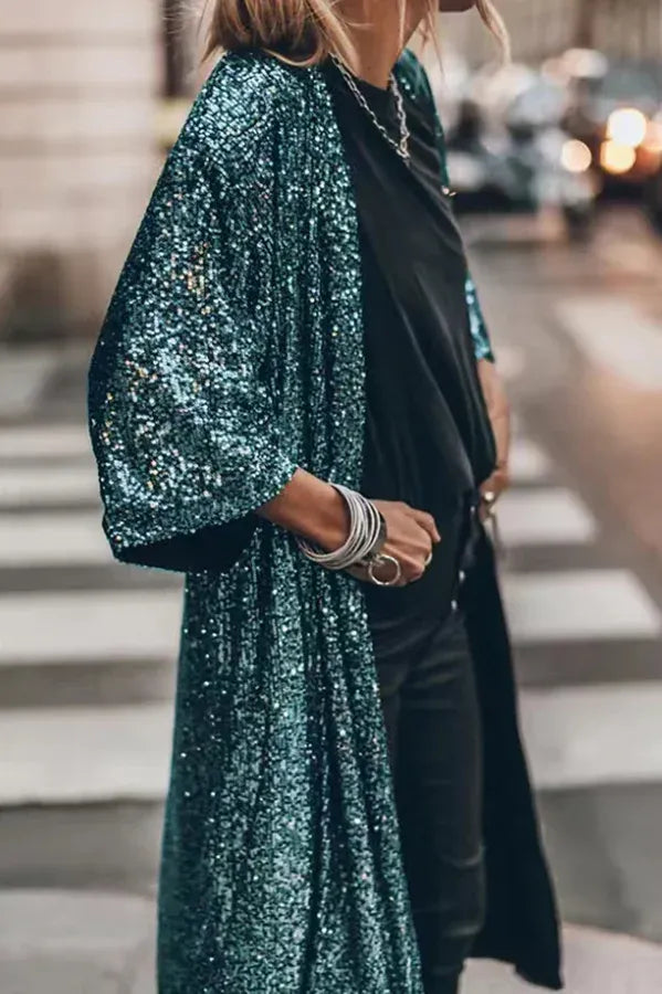 Disco - Glamour - Kimono en paillette avec des trous de serrure