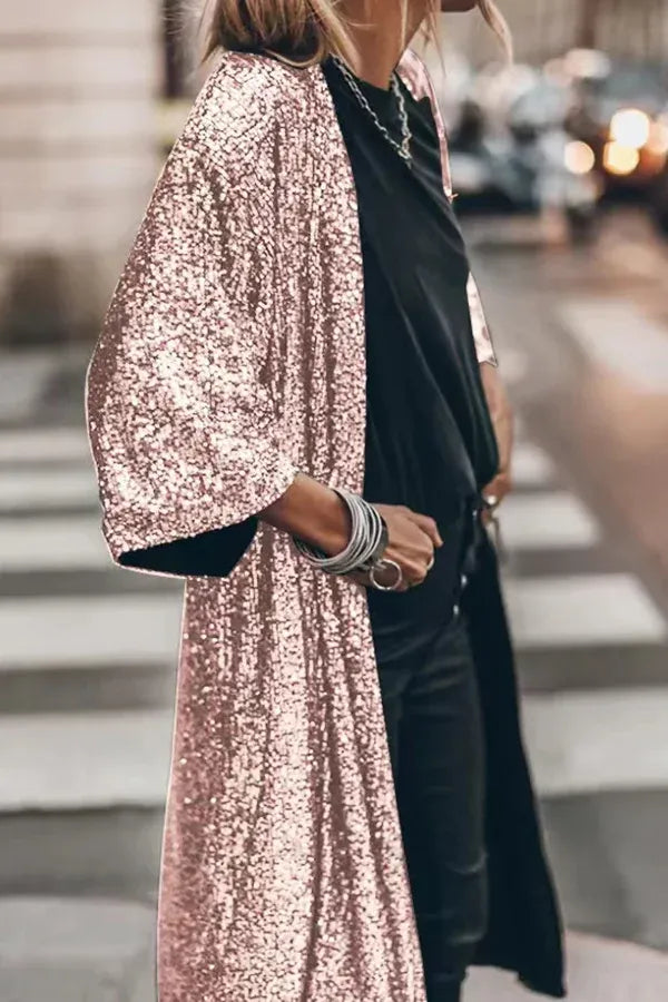 Disco - Glamour - Kimono en paillette avec des trous de serrure