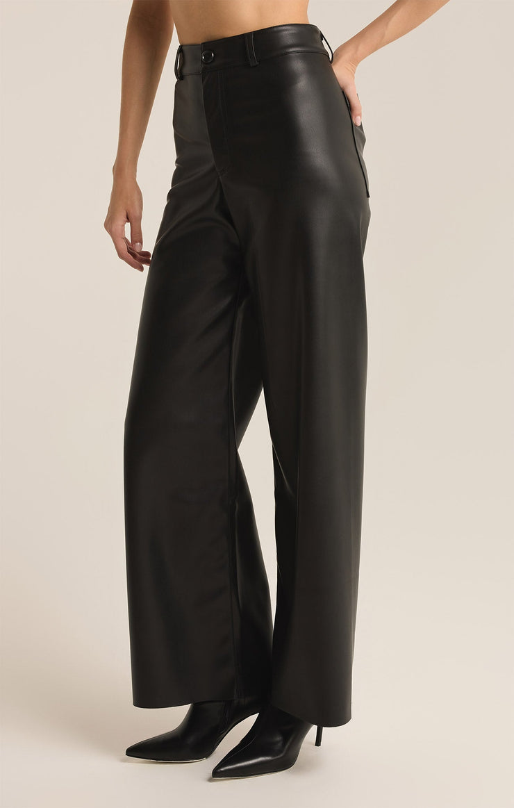 Feliciana | Pantalon en similicuir noir pour femmes