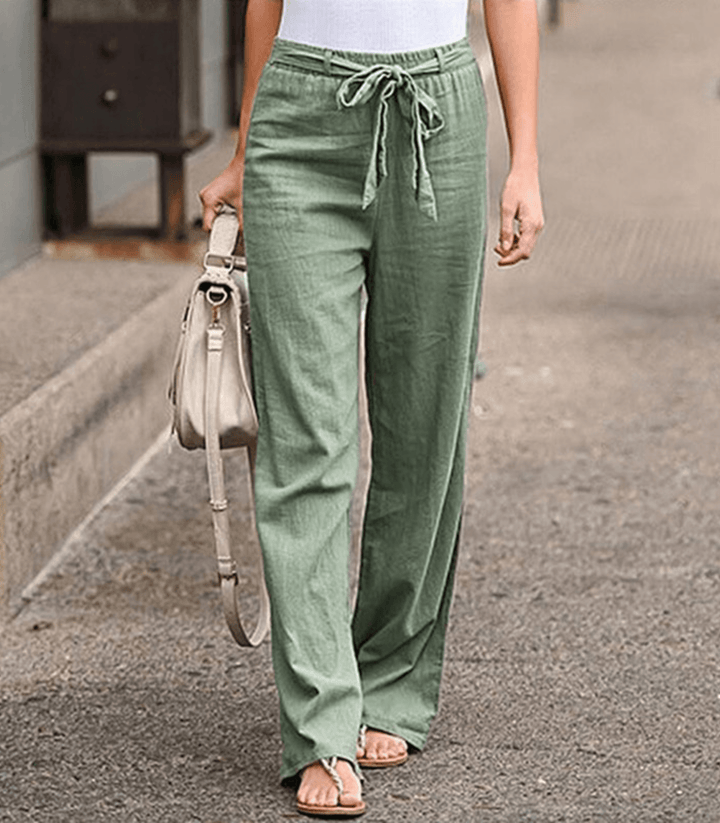 Maisy | Pantalon en lin et coton avec cordon de serrage et taille élastique