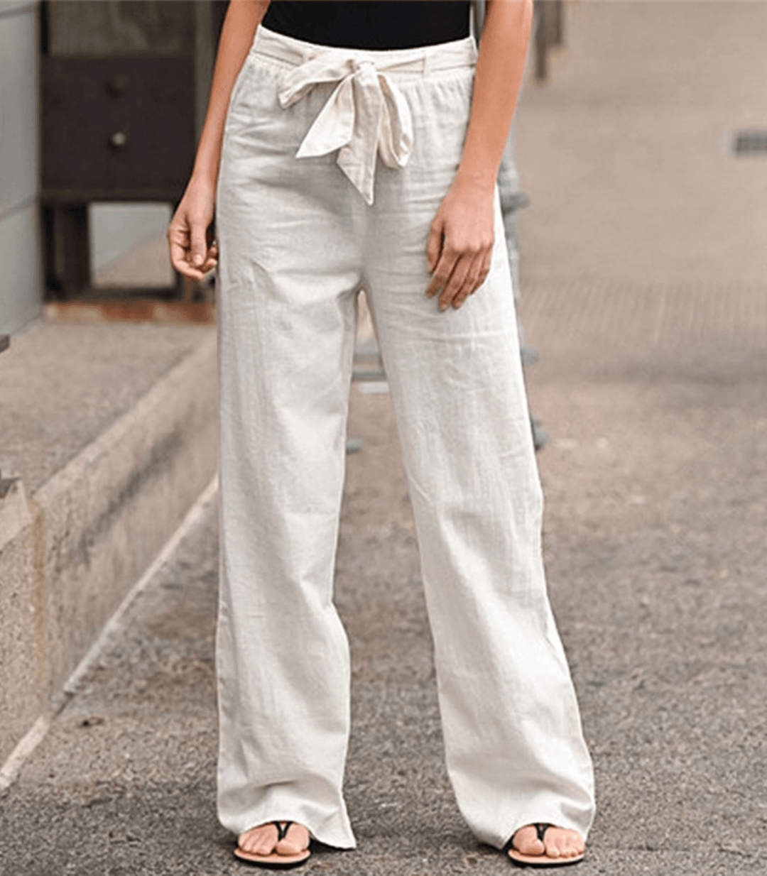 Maisy | Pantalon en lin et coton avec cordon de serrage et taille élastique