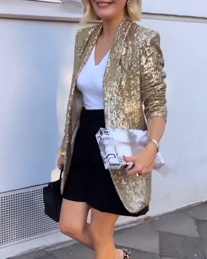 Melanie | Veste à paillettes dorées avec sequins