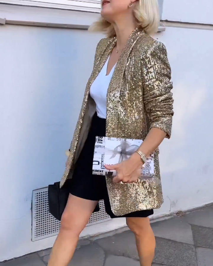 Melanie | Veste à paillettes dorées avec sequins