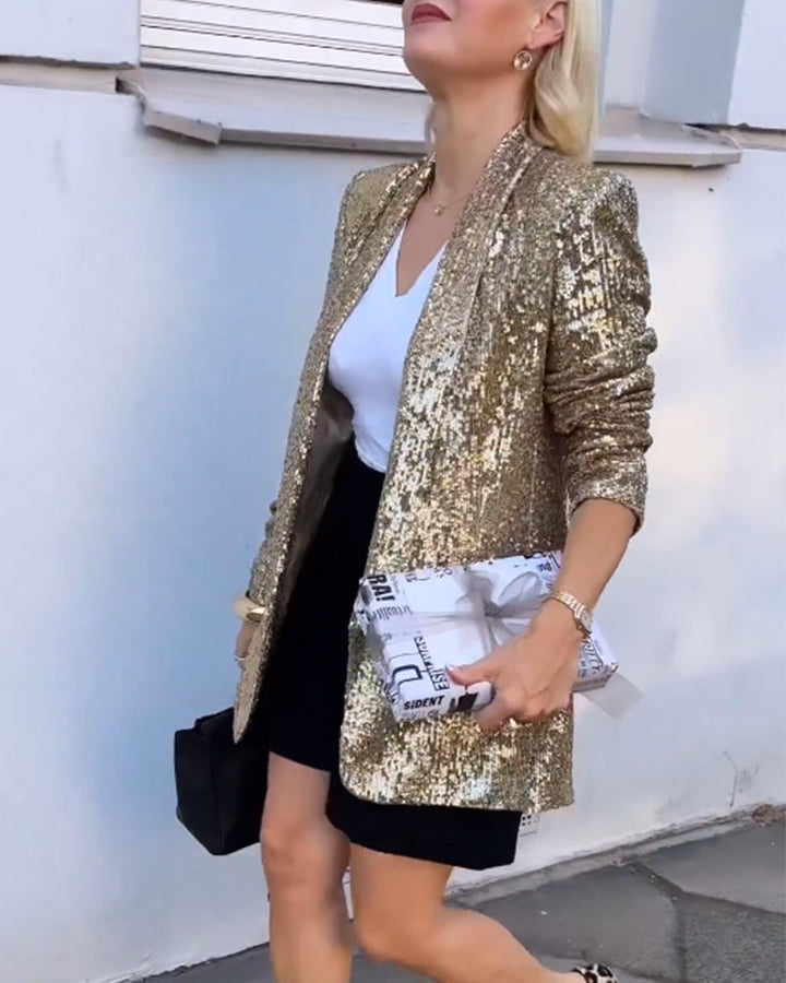 Melanie | Veste à paillettes dorées avec sequins