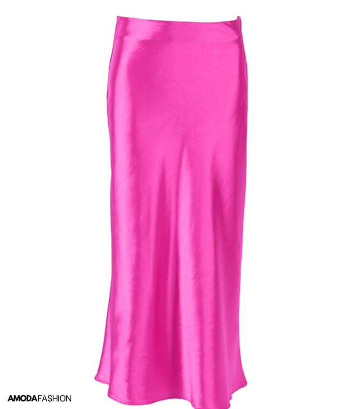 Calogera | Jupe longue taille haute en satin et soie