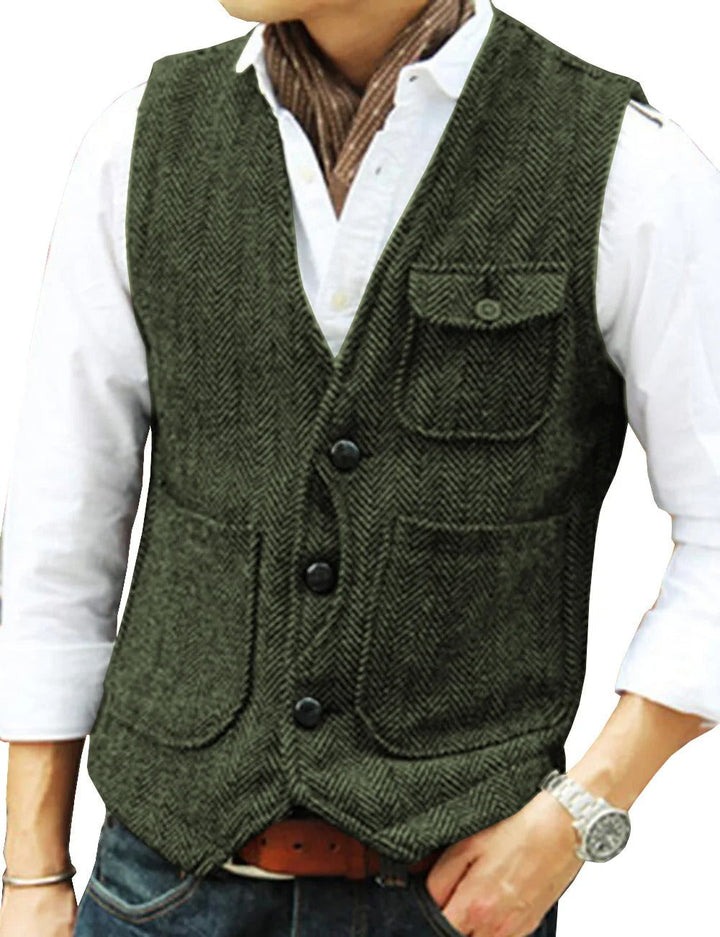 Timoleon | Gilet sans manches vintage en tweed pour hommes