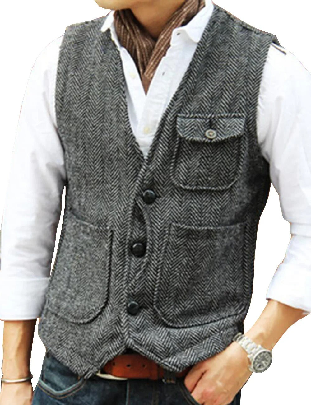 Timoleon | Gilet sans manches vintage en tweed pour hommes