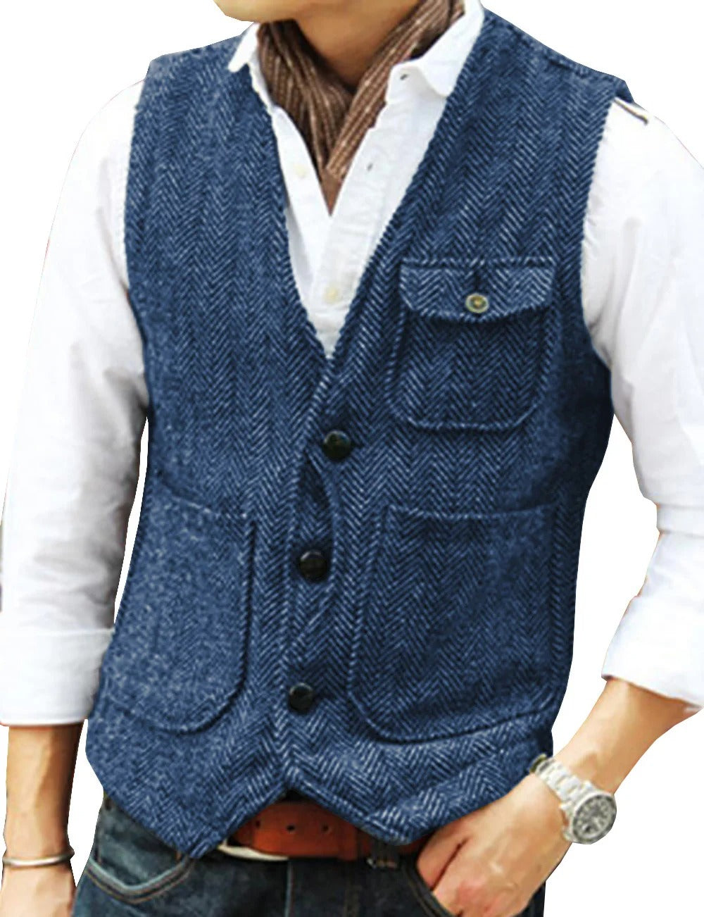 Timoleon | Gilet sans manches vintage en tweed pour hommes