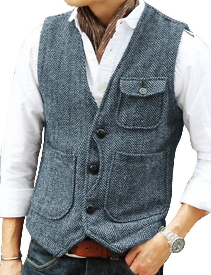 Timoleon | Gilet sans manches vintage en tweed pour hommes