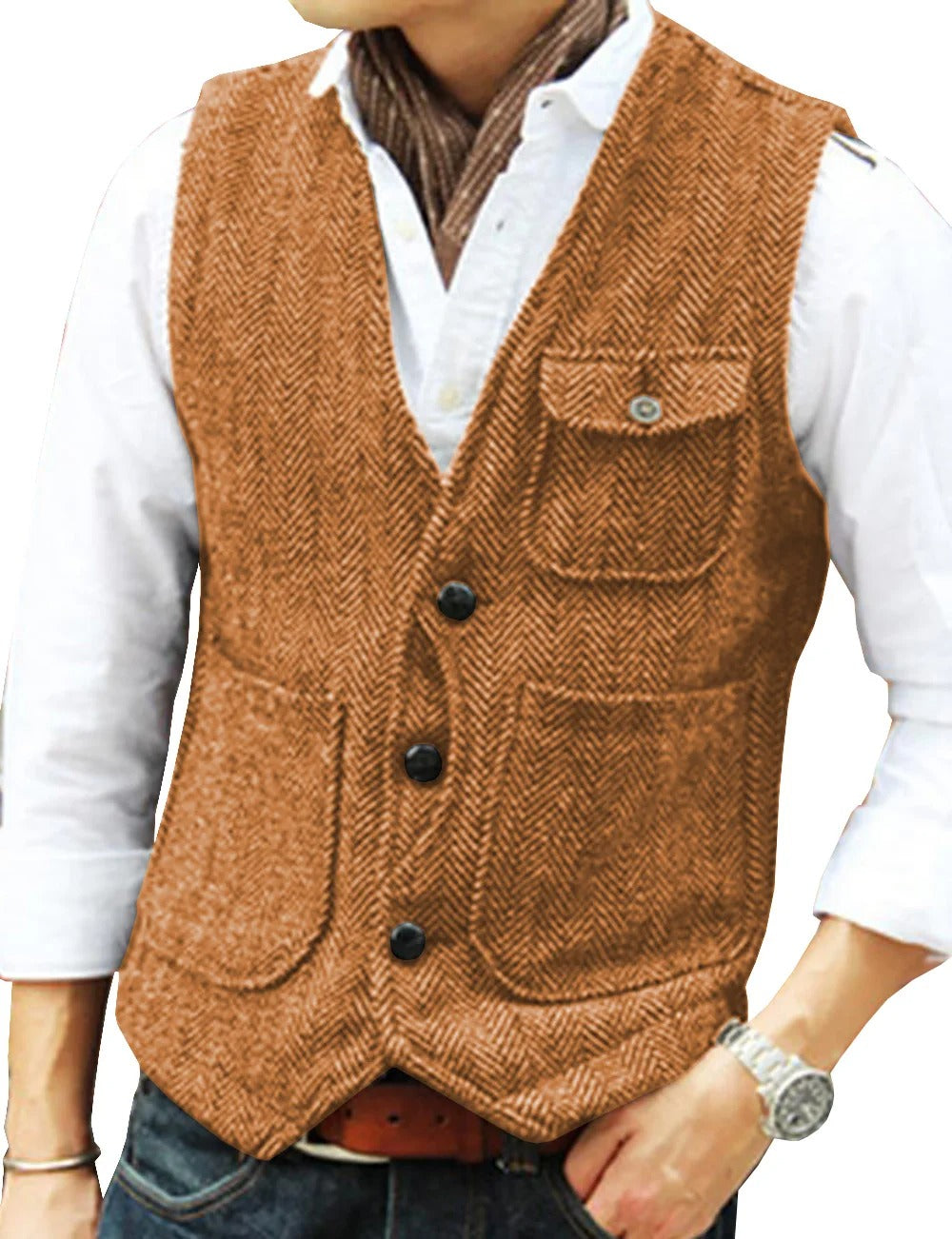 Timoleon | Gilet sans manches vintage en tweed pour hommes