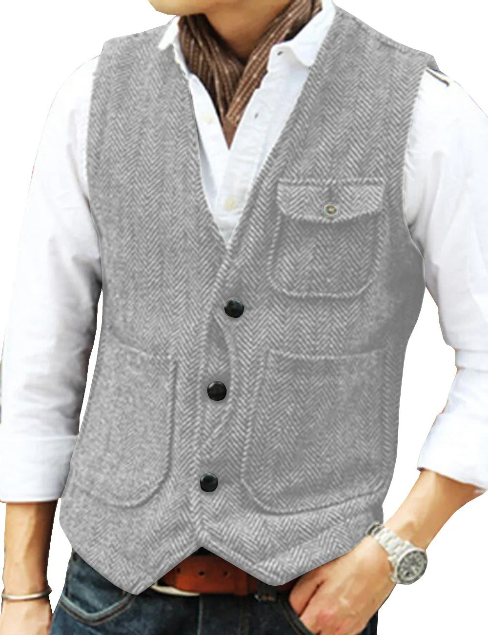 Timoleon | Gilet sans manches vintage en tweed pour hommes