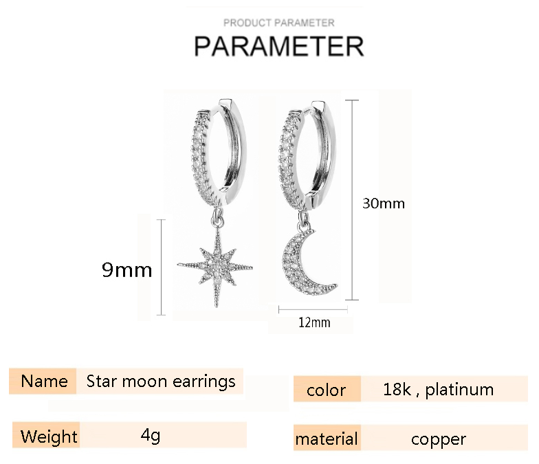 Mica | Boucles d'oreilles asymétriques étoile et lune à la mode